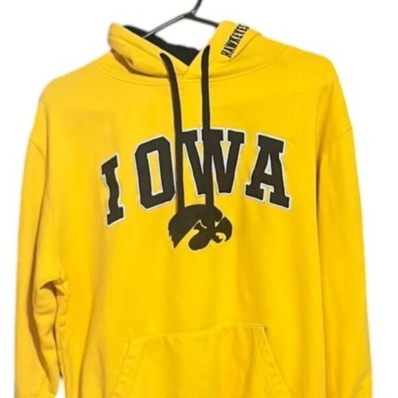 Men's Colosseum Gold Iowa Hawkeyes Arch & Logo Pullover Hoodie Large - Picture 2 of 11